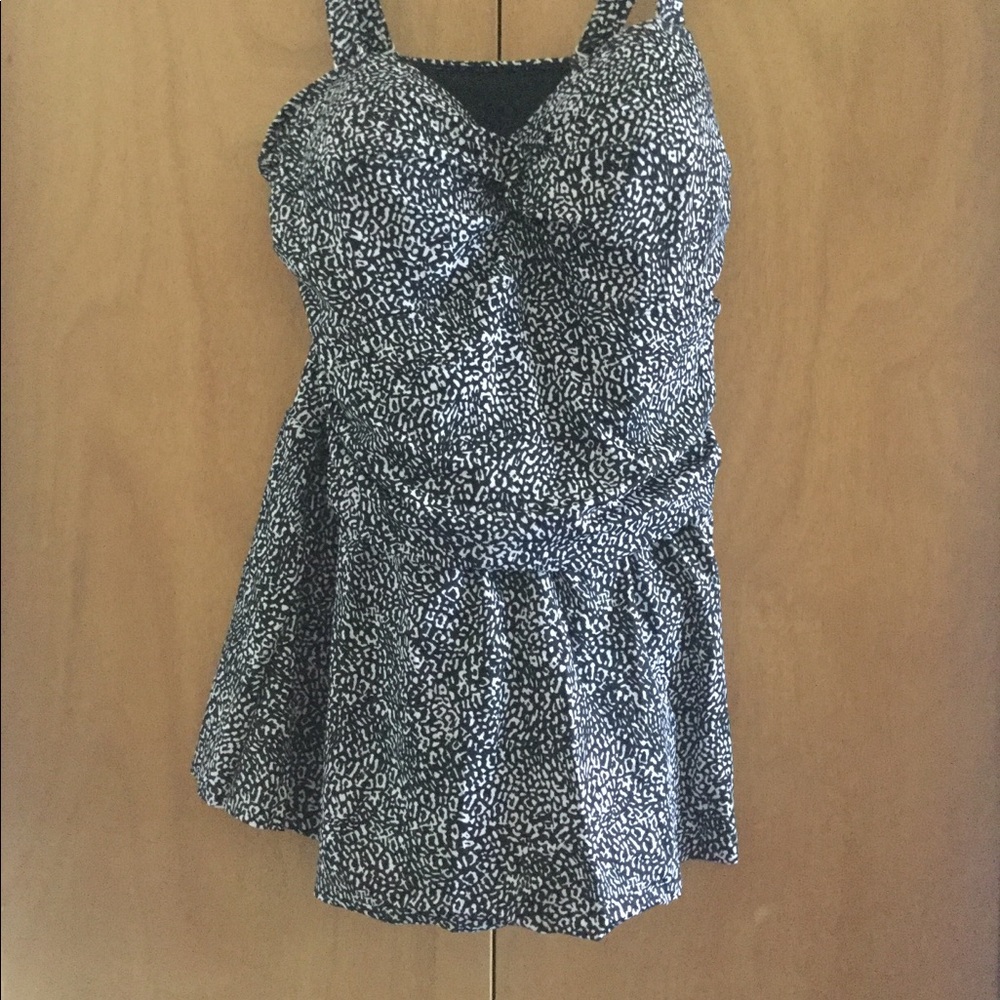 SwimSuits For All Swimdress 18 Black/White Leopard